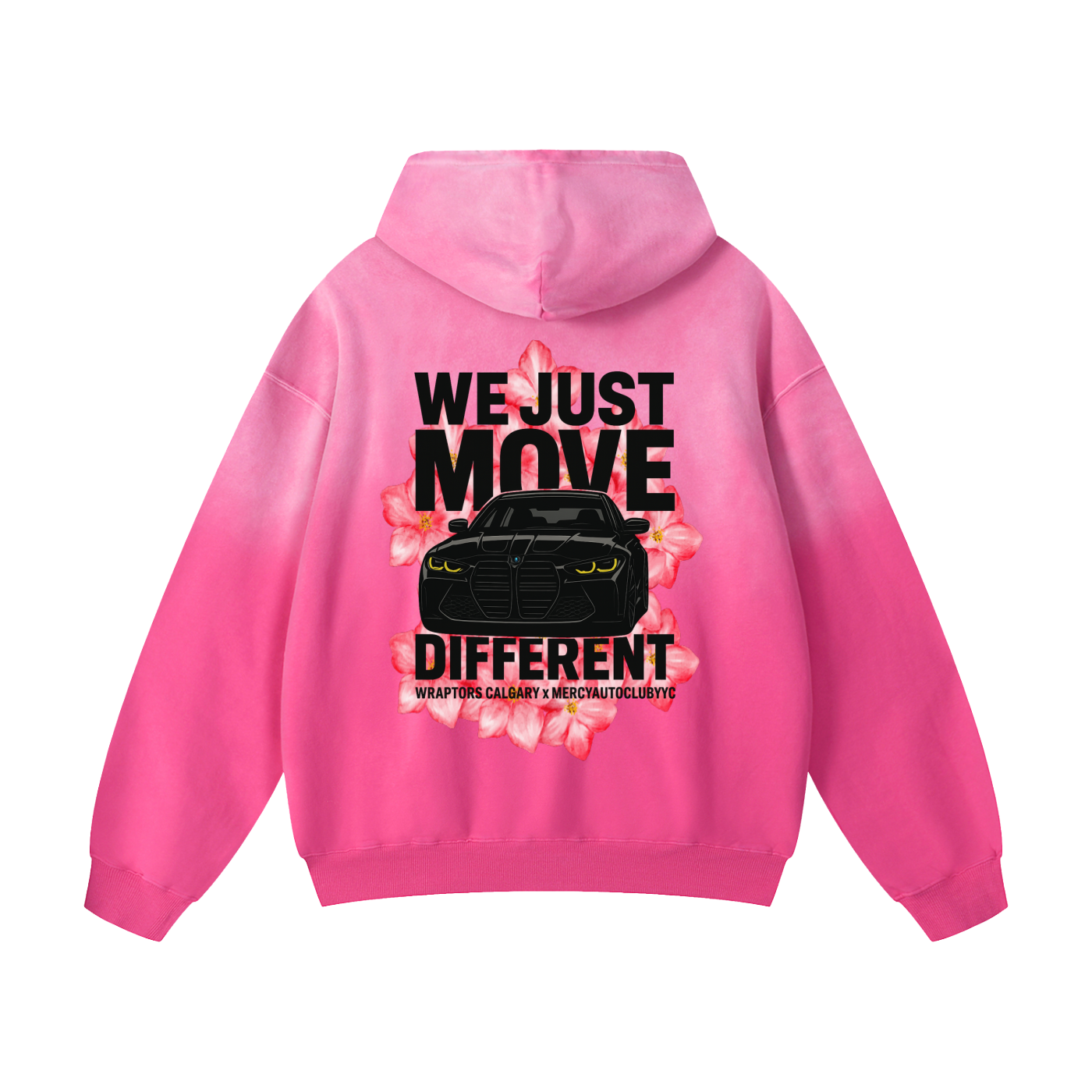 EXCLUSIVE PINK "MOVE DIFFERENT" COLLAB Heavyweight Sunfade Oversized Hoodie