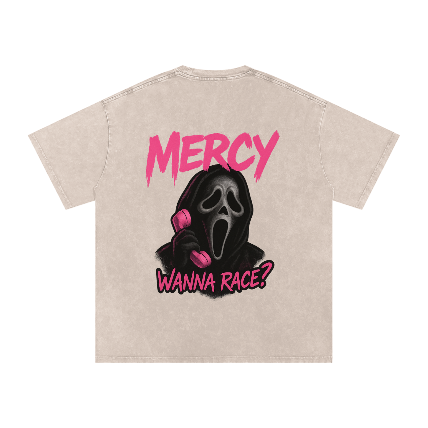 “WANNA RACE?” Washed Oversized Tee