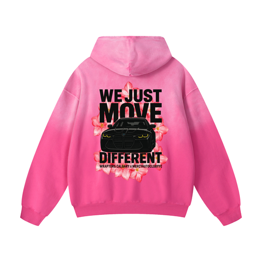 EXCLUSIVE PINK "MOVE DIFFERENT" COLLAB Heavyweight Sunfade Oversized Hoodie